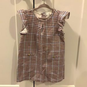 Janie & Jack plaid dress with ruffle shoulders.